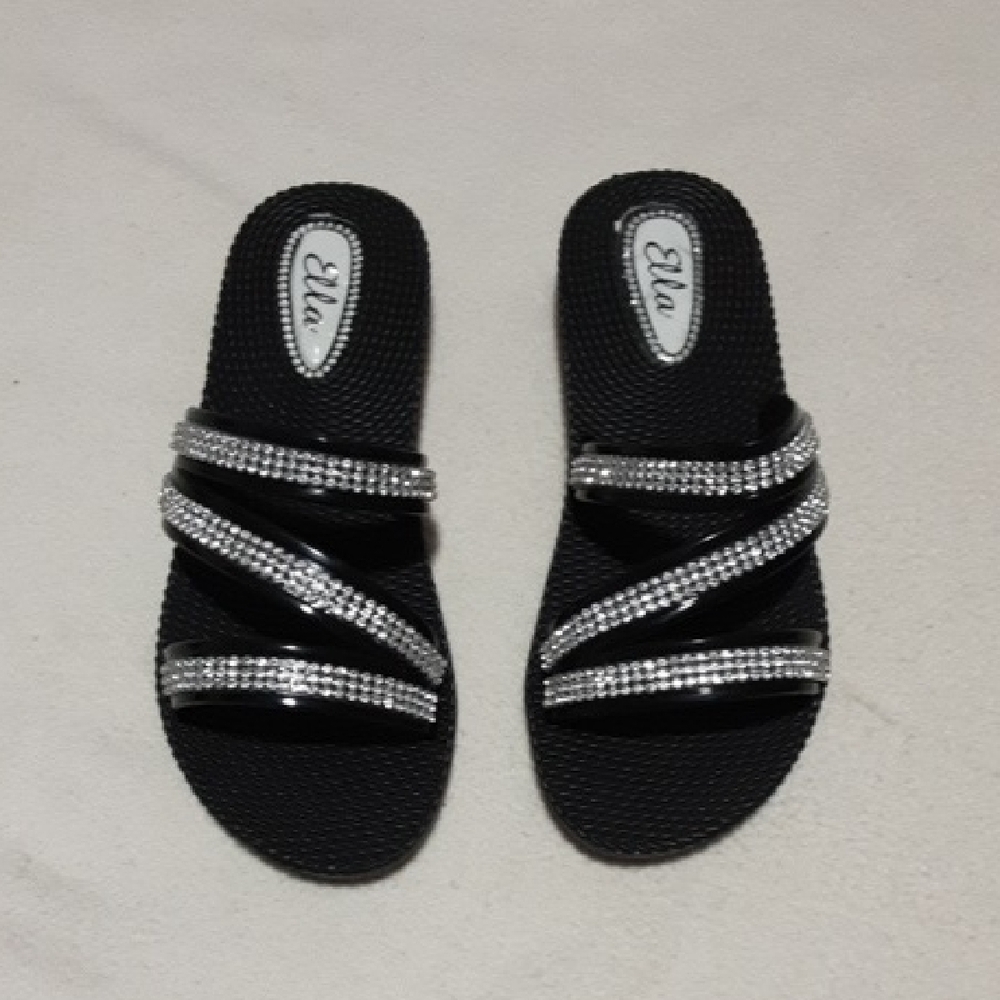 Ella Black Sandals with Silver Straps SIZE 8. - Picture 1 of 9